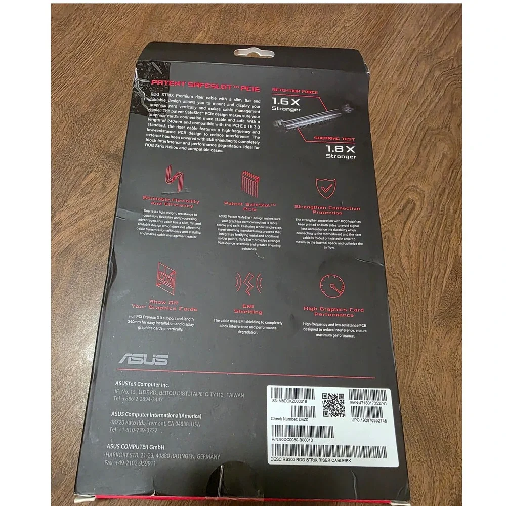 ASUS ROG Strix Premium Riser Cable PCI-E 3.0 x16 240mm RS200 90DC0080-B00010 New